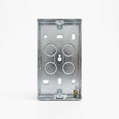 2 Gang Metal Back Box 25mm Adjustable Lug | Elite Elegance