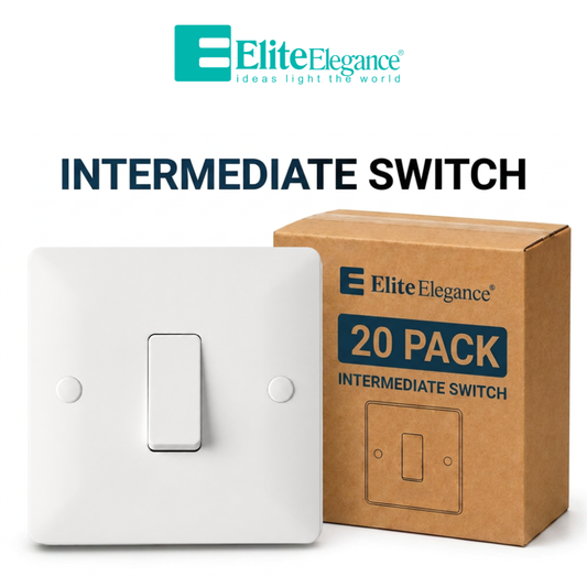 Elite Elegance Intermediate Light Switch 10AX White – Installer Pack (20 Pack)