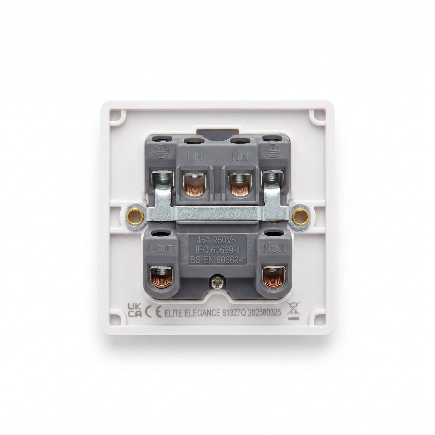 45A Double Pole Switch With Neon White | Elite Elegance