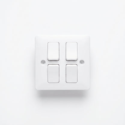 Elite Elegance 4 Gang 2 Way Light Switch 10AX White – Trade Carton (50 Pack)