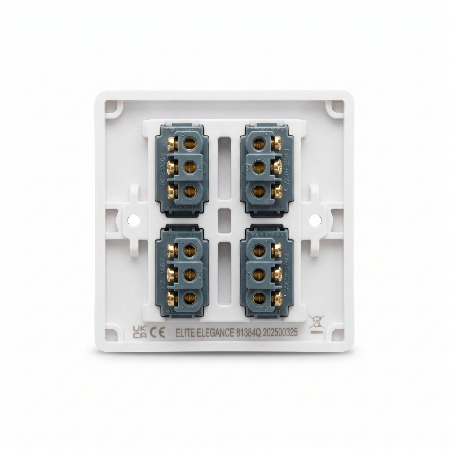 Elite Elegance 4 Gang 2 Way Light Switch 10AX White – Trade Carton (50 Pack)