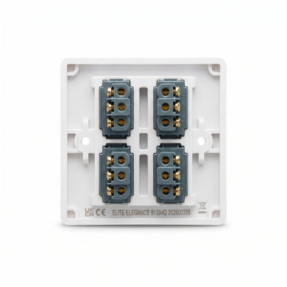 Elite Elegance 4 Gang 2 Way Light Switch 10AX White – Trade Carton (50 Pack)