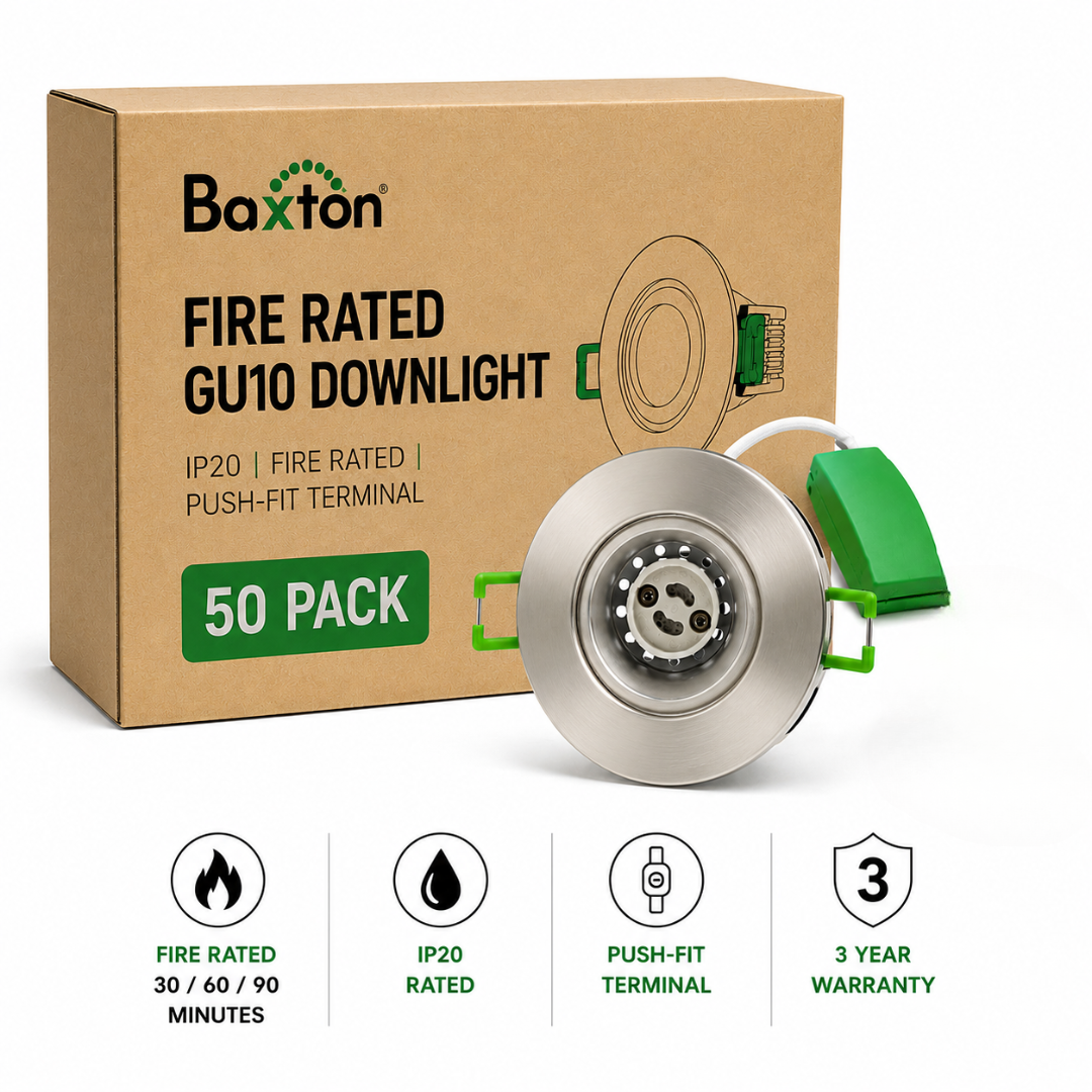 Baxton Essential Fire Rated GU10 Downlight Satin Nickel – Trade Carton (50 Pack)