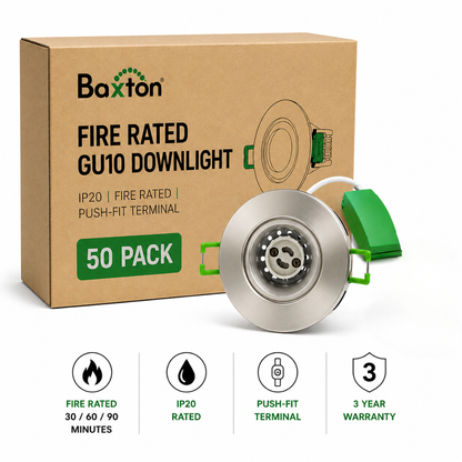 Baxton Essential Fire Rated GU10 Downlight Satin Nickel – Trade Carton (50 Pack)