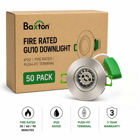 Baxton Essential Fire Rated GU10 Downlight Satin Nickel – Trade Carton (50 Pack)
