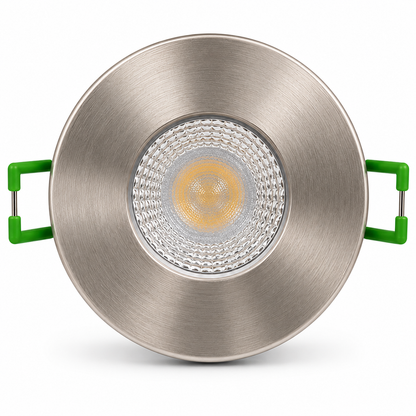 Baxton Pro Fire Rated LED Downlight Satin Nickel IP65 3CCT Dimmable 5.5W/7.5W