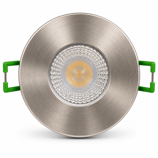 Baxton Ultimate Fire Rated LED Downlight Satin Nickel IP65 3CCT Dimmable 5.5W/7.5W