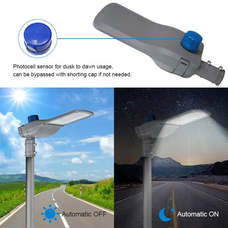 COMMERCIAL SHOEBOX LED STREET LIGHT – PHOTOCELL AUTOMATIC ON/OFF