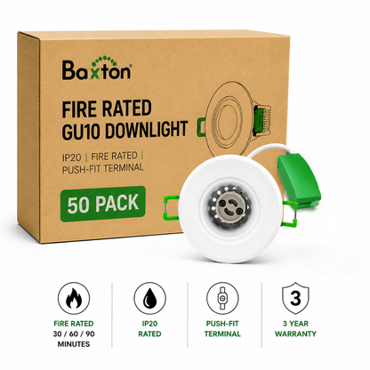 Baxton Essential Fire Rated GU10 Downlight White – Trade Carton (50 Pack)